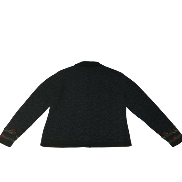 𝅺Vtg TALBOTS Holiday Lambswool Blend Embroidered Cardigan Sweater 34” Bust - Picture 10 of 14